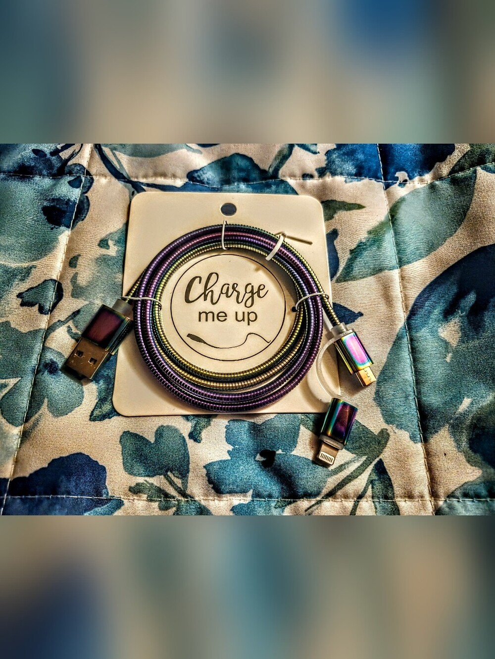 🌈 Metallic Rainbow 3' Fast Charging Cable w/ Dual Adapters!